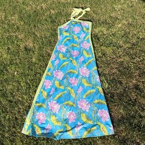 Gretchen Scott dress resortwear blue pink floral hater maxi size xs beach
